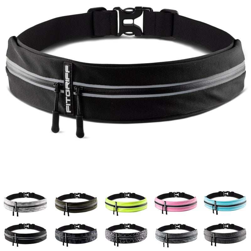 FitgriffÂ® Running Belt for Men & Women - Secure Jogging Pouch for Phone, Keys & Essentials - For All Cell Phones (Black, 24.5" - 35.5" Waist Size) - Image 1
